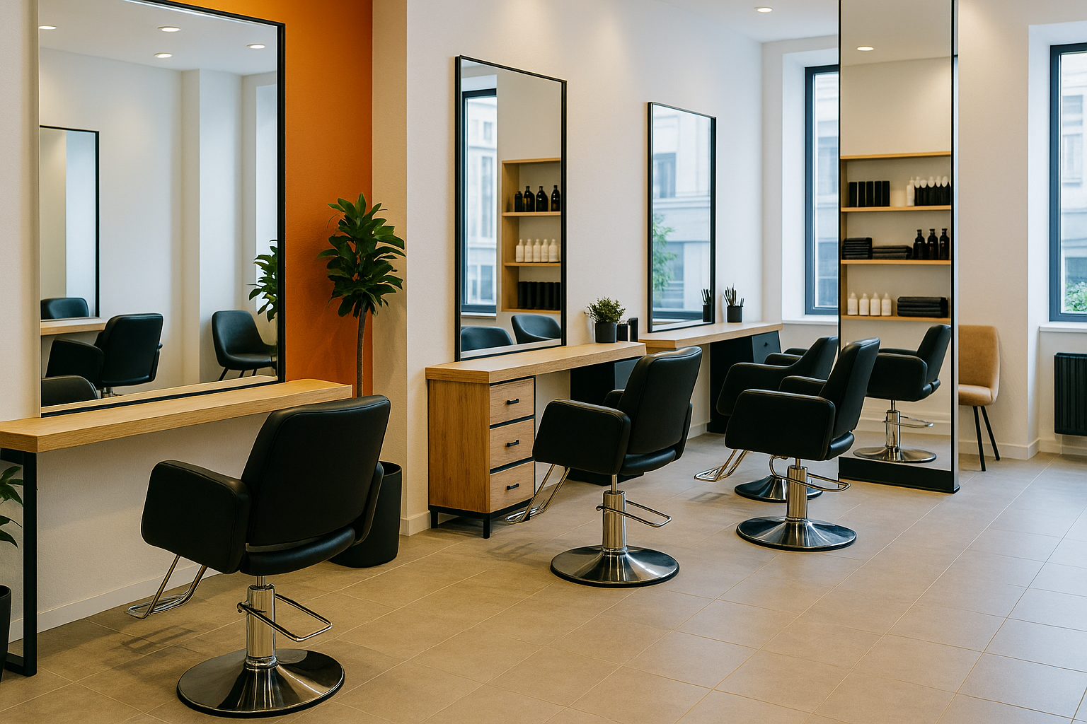 Modern hair salon interior with stylish decor