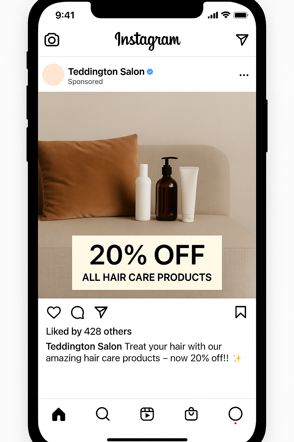 AI-generated Instagram post example for a salon